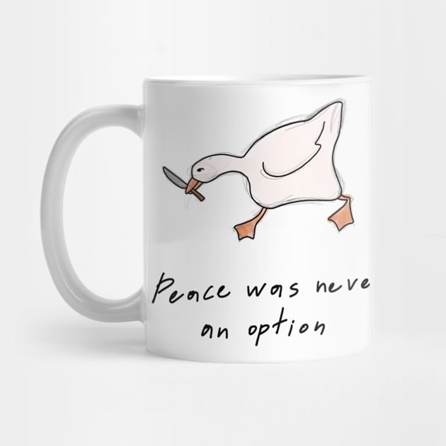 "Goose with a Knife: A Bold Statement for Peace" by WhimsyMarket